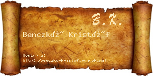 Benczkó Kristóf névjegykártya
